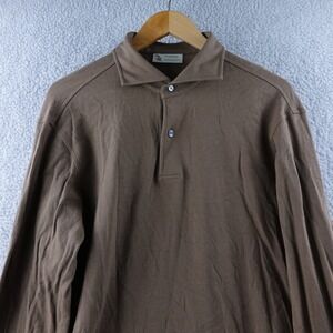 The Armoury Ascot Chang Spread Collar Polo Long Sleeve Brown Men's XL